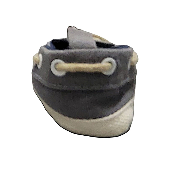 Baby Boy Cotton Lace Up Gray Slip On Boat Crib Shoes sz 2 (3-6 months) - Picture 8 of 12